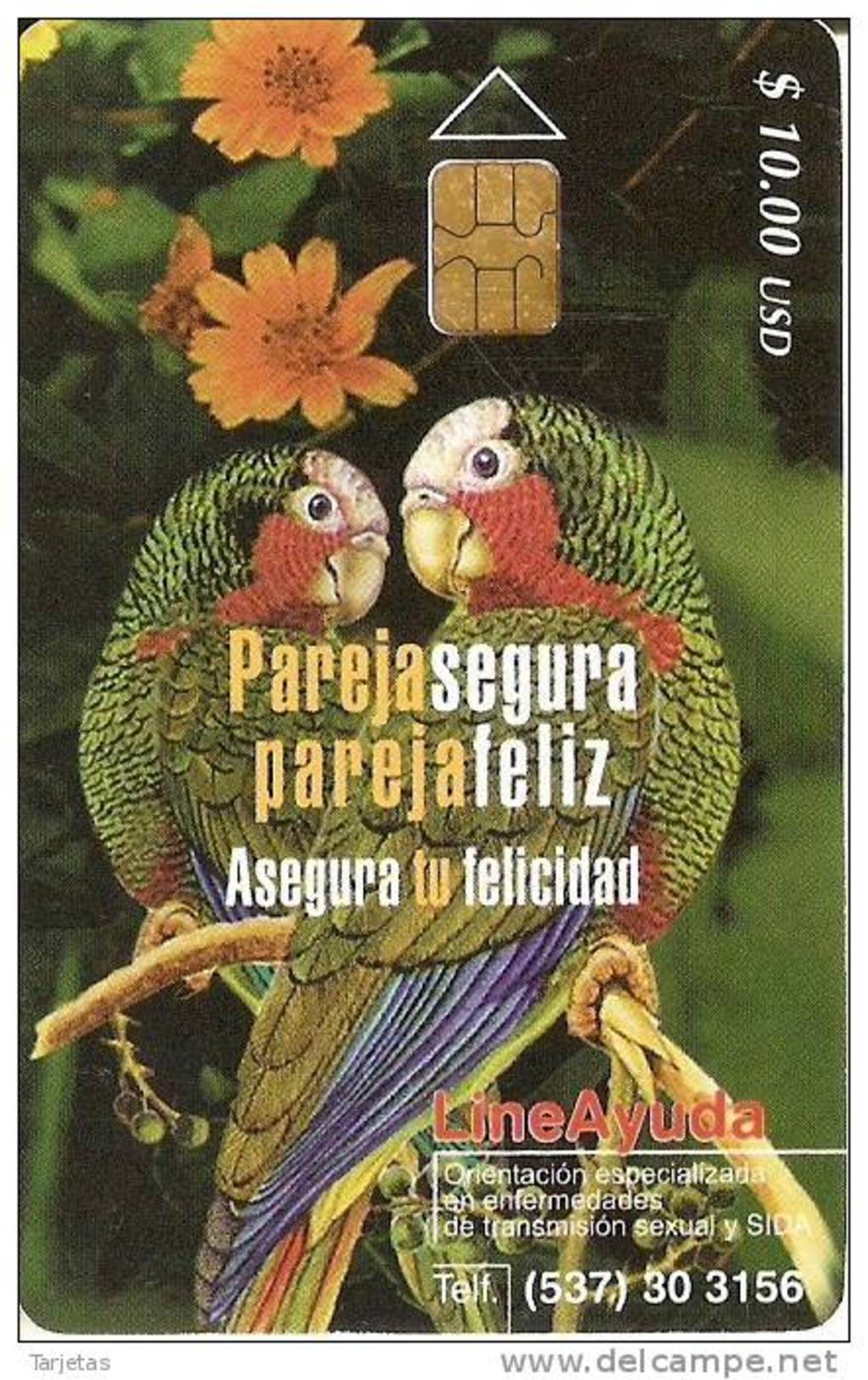 125 TARJETA DE CUBA DE 2 LOROS (SIDA)  (PARROT-LORO) - Cuba