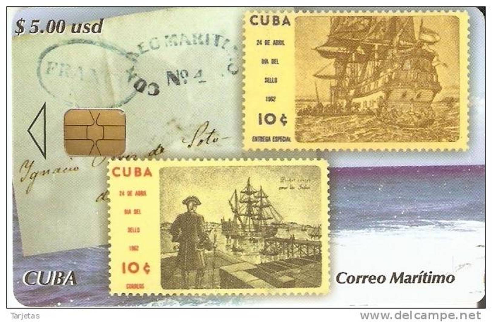 TARJETA DE CUBA CON UNOS SELLOS DE BARCOS (STAMP-SELLO-SHIP) - Cuba