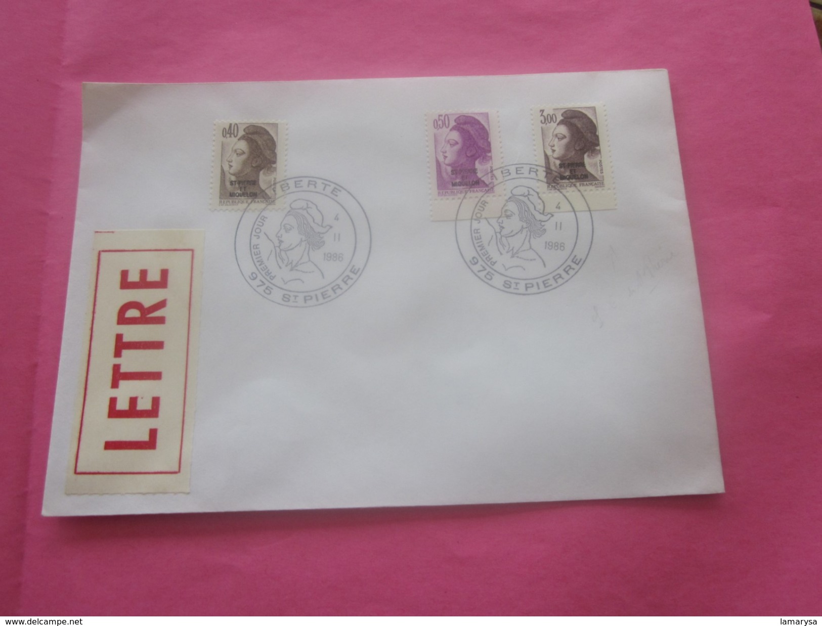 St.Pierre Et Miquelon 1986-1989 Lettre Av Timbre De Collection Marianne Liberté Surchargés Av Cachets 1er Jour - Storia Postale