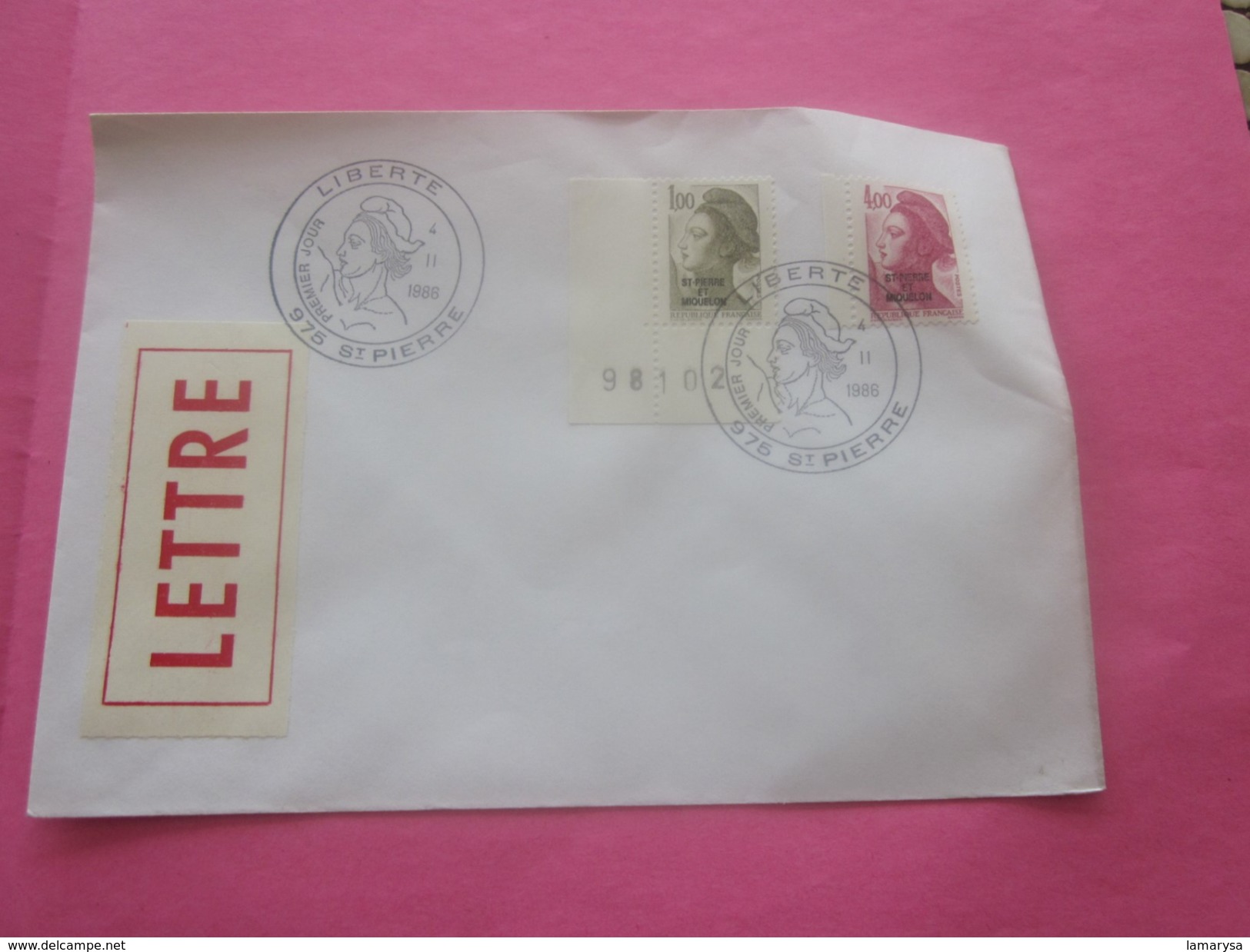 Amérique St.Pierre Et Miquelon 1986-1989 Lettre Av Timbre De Collection Marianne Liberté Surchargés Ave Cachets 1er Jour - Briefe U. Dokumente