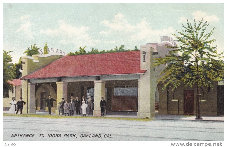 Oakland California, Idora Park Amusement Park Entrance Gate, C1900s Vintage Postcard - Oakland