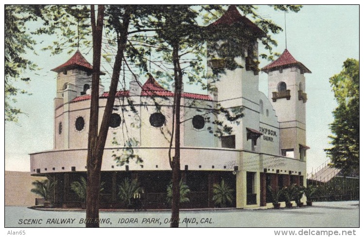 Oakland California, Idora Park Amusement Park Scenic Railway Roller-coaster Building, C1900s Vintage Postcard - Oakland