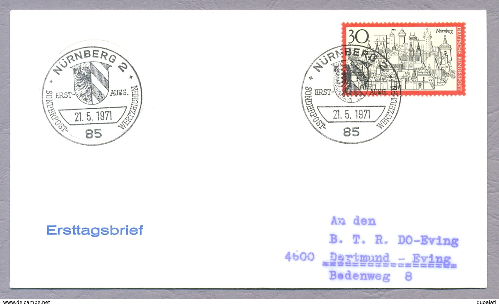 Germany 1971, 2 FDC S Fremdenverkehr Nürnberg Historischer Stadtkern Sonder Stempel Bonn & Nürnberg - Other & Unclassified