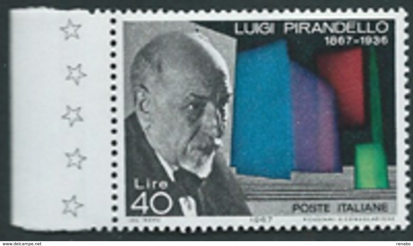 Italia 1967; Centenario Nascita Di Luigi Pirandello. Francobollo Di Bordo Sinistro. - 1961-70: Nieuw/plakker