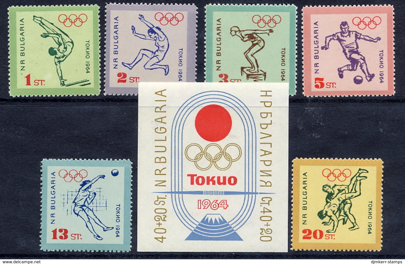 BULGARIA 1964 Olympic Games, Tokyo; Set And Block  MNH / **.  Michel 1488-93 + Block 14 - Neufs