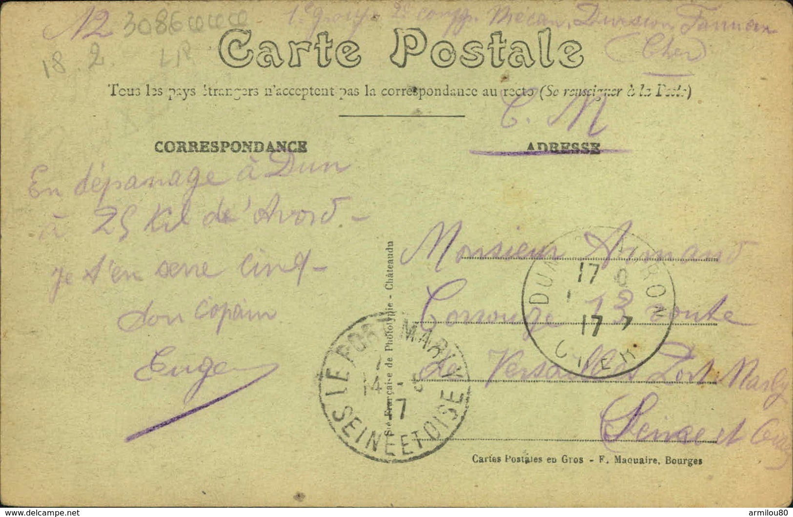 N°3086 QQQ LR DUN SUR AURON LE SQUARE ET L EGLISE COTE DU CLOCHER  EDITEUR MACUAIRE - Dun-sur-Auron