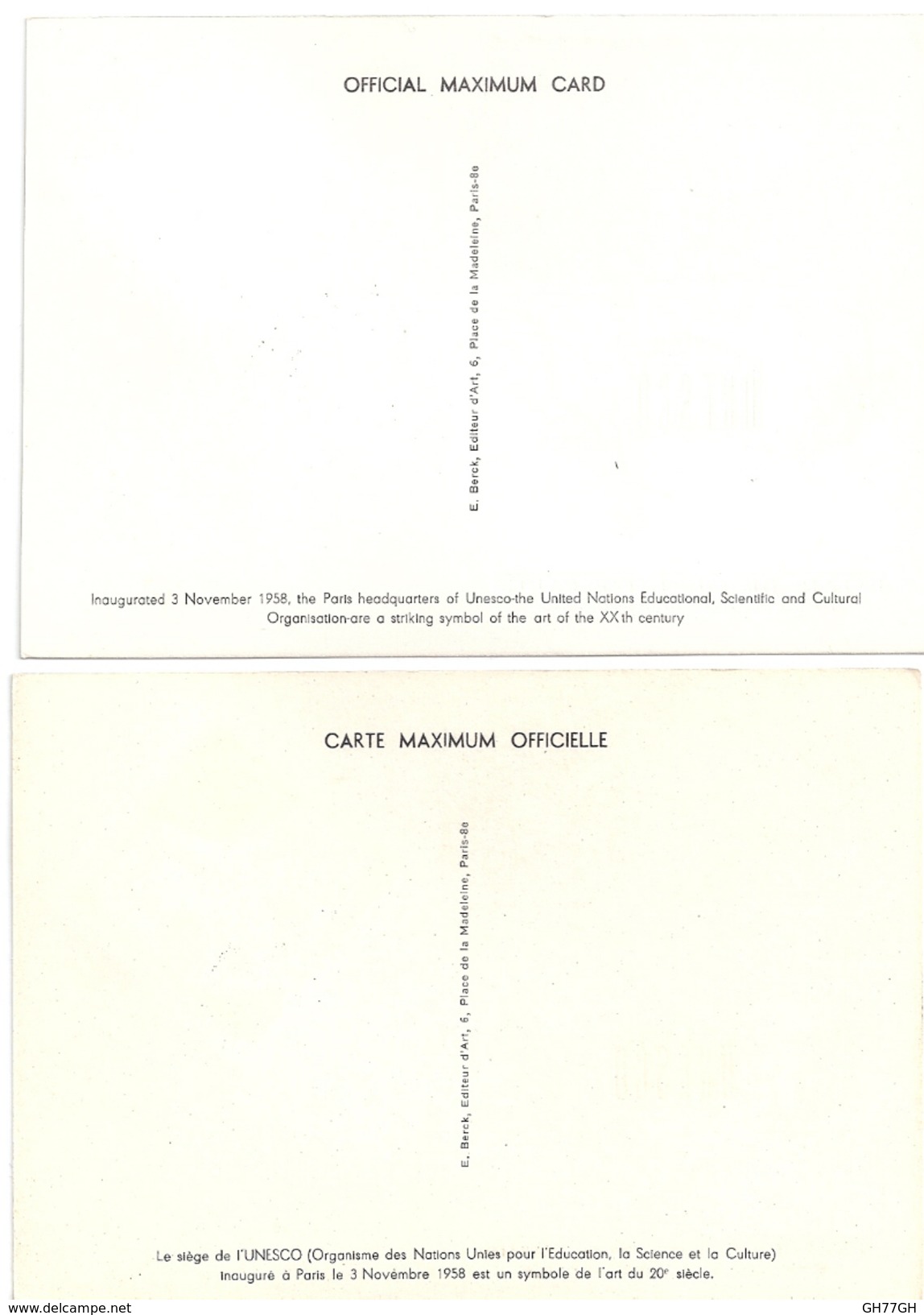 2 CPA TIMBRES MONACO UNESCO PREMIER JOUR 1959 - Colecciones & Lotes