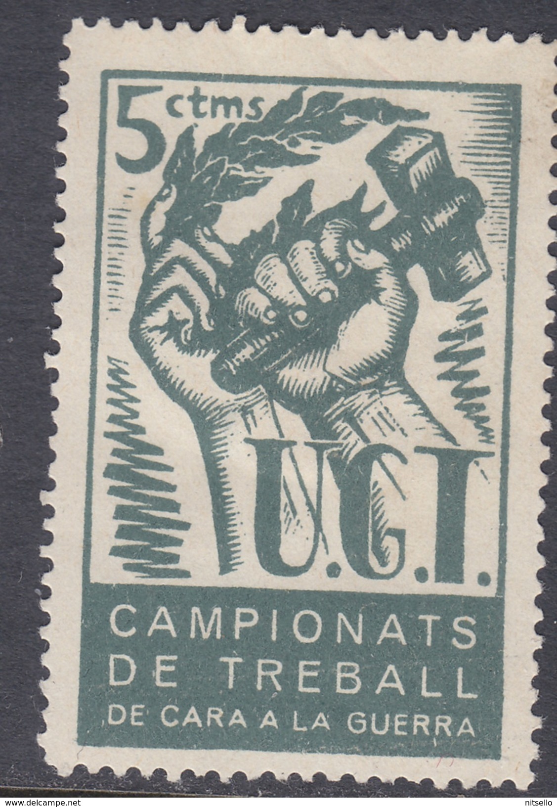 LOTE 2112E ///  (C105)  ESPAÑA  Nº 1979 (G.GUILLAMON) UGT CAMPIONATS DE TREBALL DE CARA    ¡¡¡¡¡¡¡¡ LIQUIDATION !!!!!!!! - Vignette Della Guerra Civile