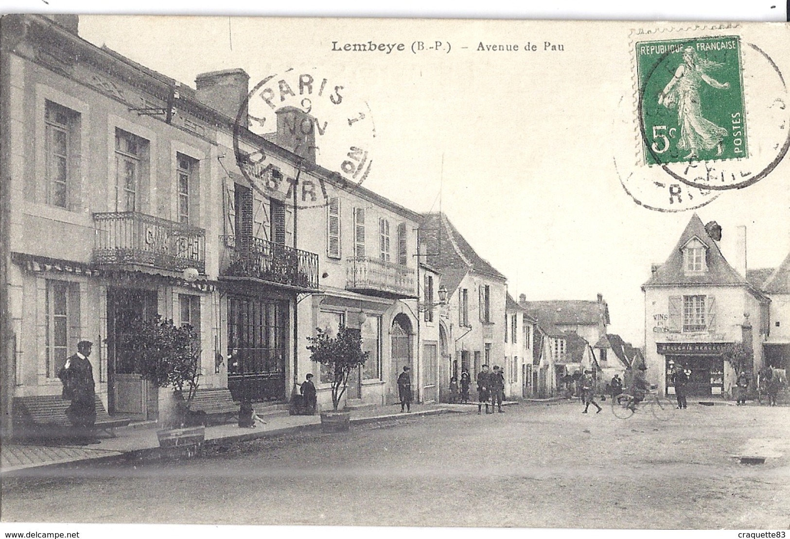 LEMBEYE  AVENUE DE PAU   1914   BELLE CARTE ANIMEE - Lembeye