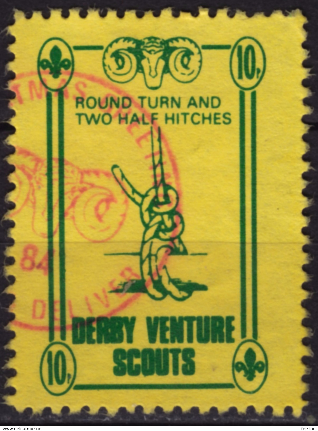 SCOUT SCOUTS Derby Venture Scout - LABEL CINDERELLA VIGNETTE - 1984 UK United Kingdom / Knot - Oblitérés