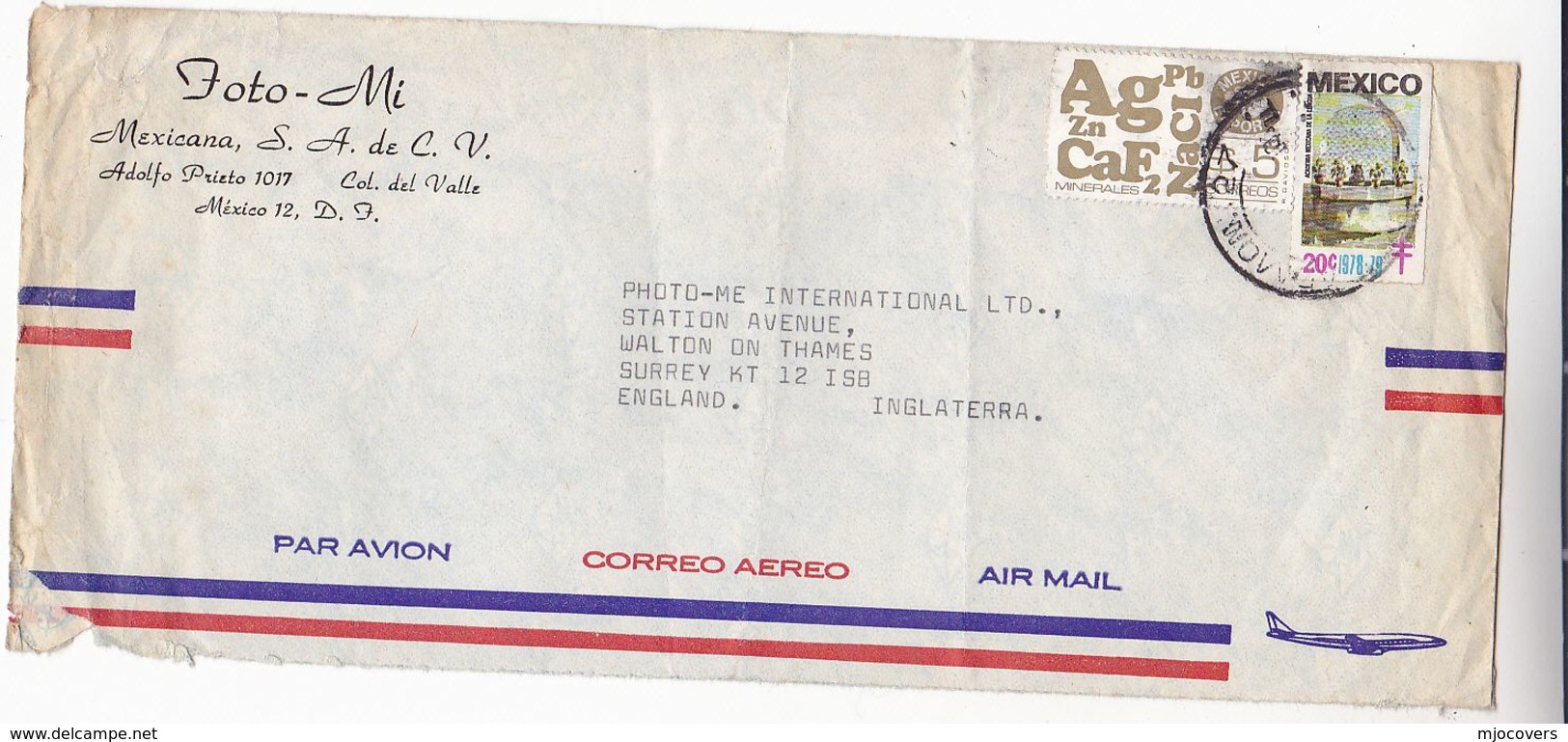 MEXICO Air Mail COVER Stamps  MINERALS  TB TUBERCULOSIS  Health Medicine - Mexico