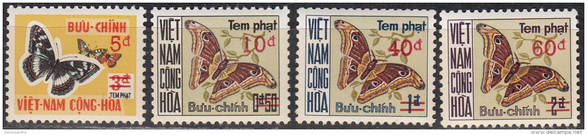 Viêt Nam 1974 Michel Taxe 21 - 24 Neuf ** Cote (2006) 8.00 Euro Papillons - Vietnam
