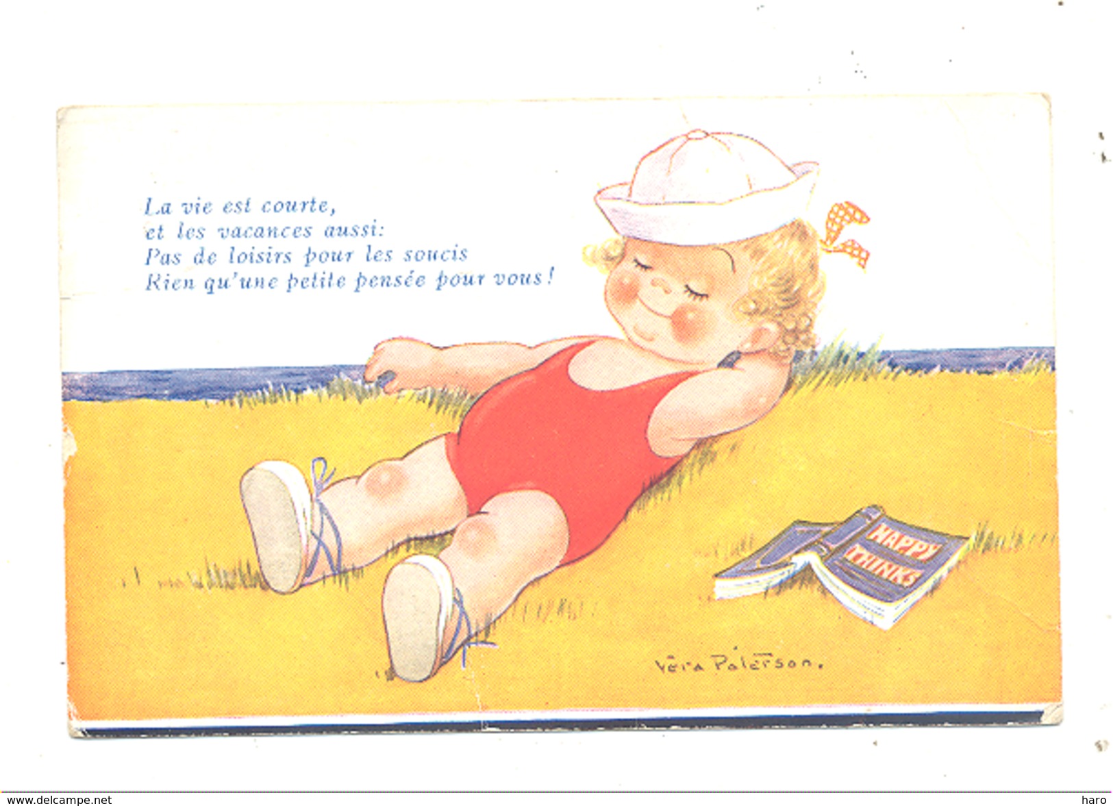 FANTAISIE - Humour - Illustrateur Vera PATERSON - Fillette Couchée à La Plage , Sieste, Reve,...1939 - Paterson