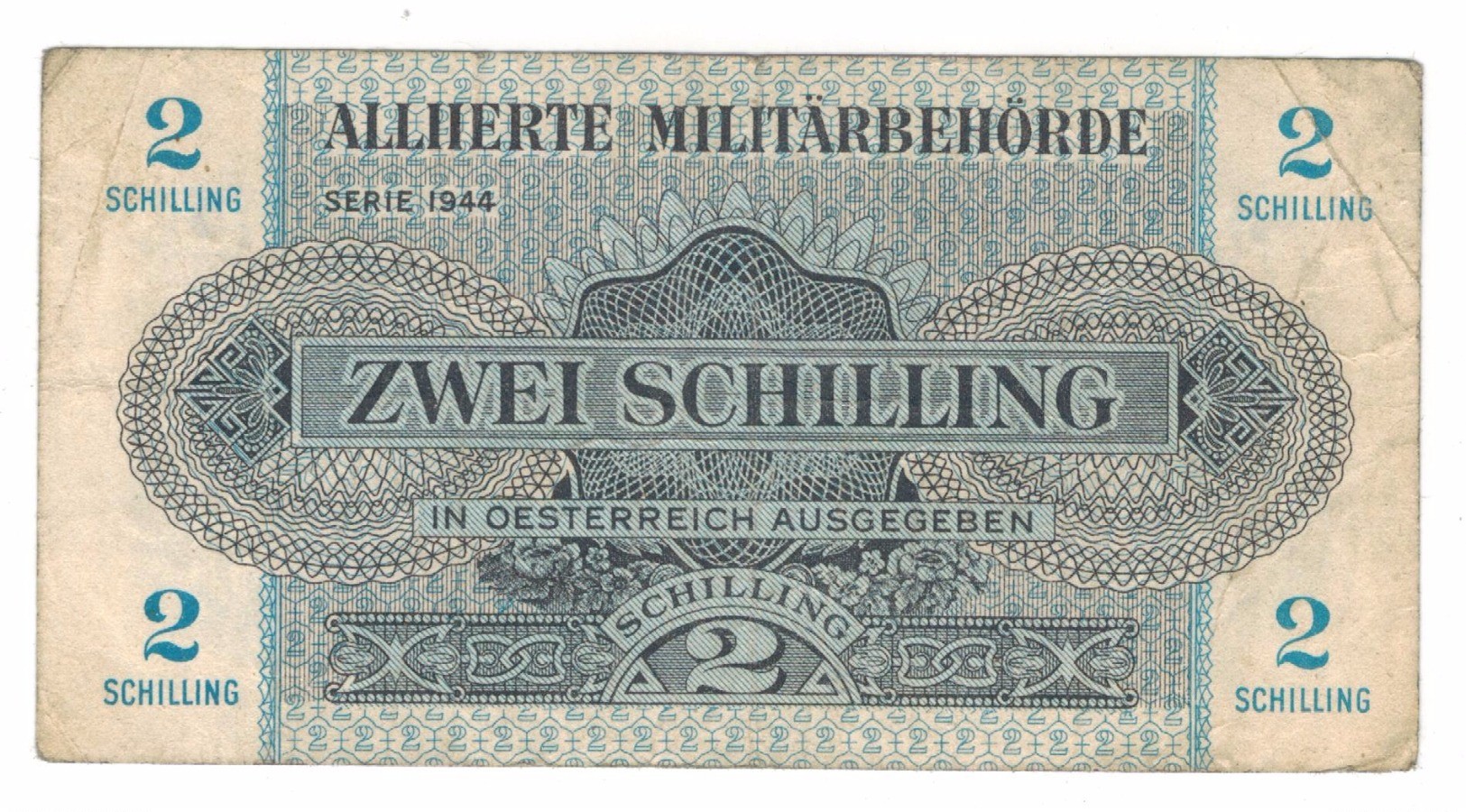 Austria  2 Shilling, WWII.  1944, VF . Free S & H To USA. - Austria