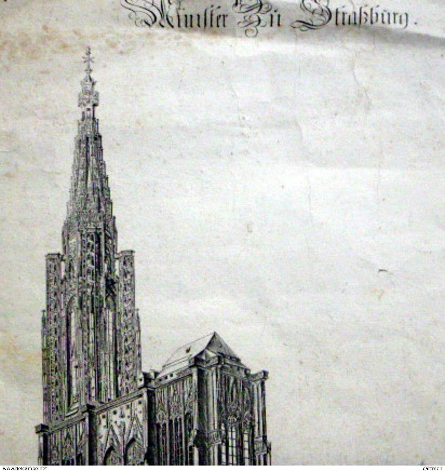 67 STRASBOURG GRANDE  GRAVURE ORIGINALE  XVIII° A L'EAU FORTE PAR GUTTERMANN DE LA CATHEDRALE DE STRASBOURG  GROS PLAN - Autres & Non Classés