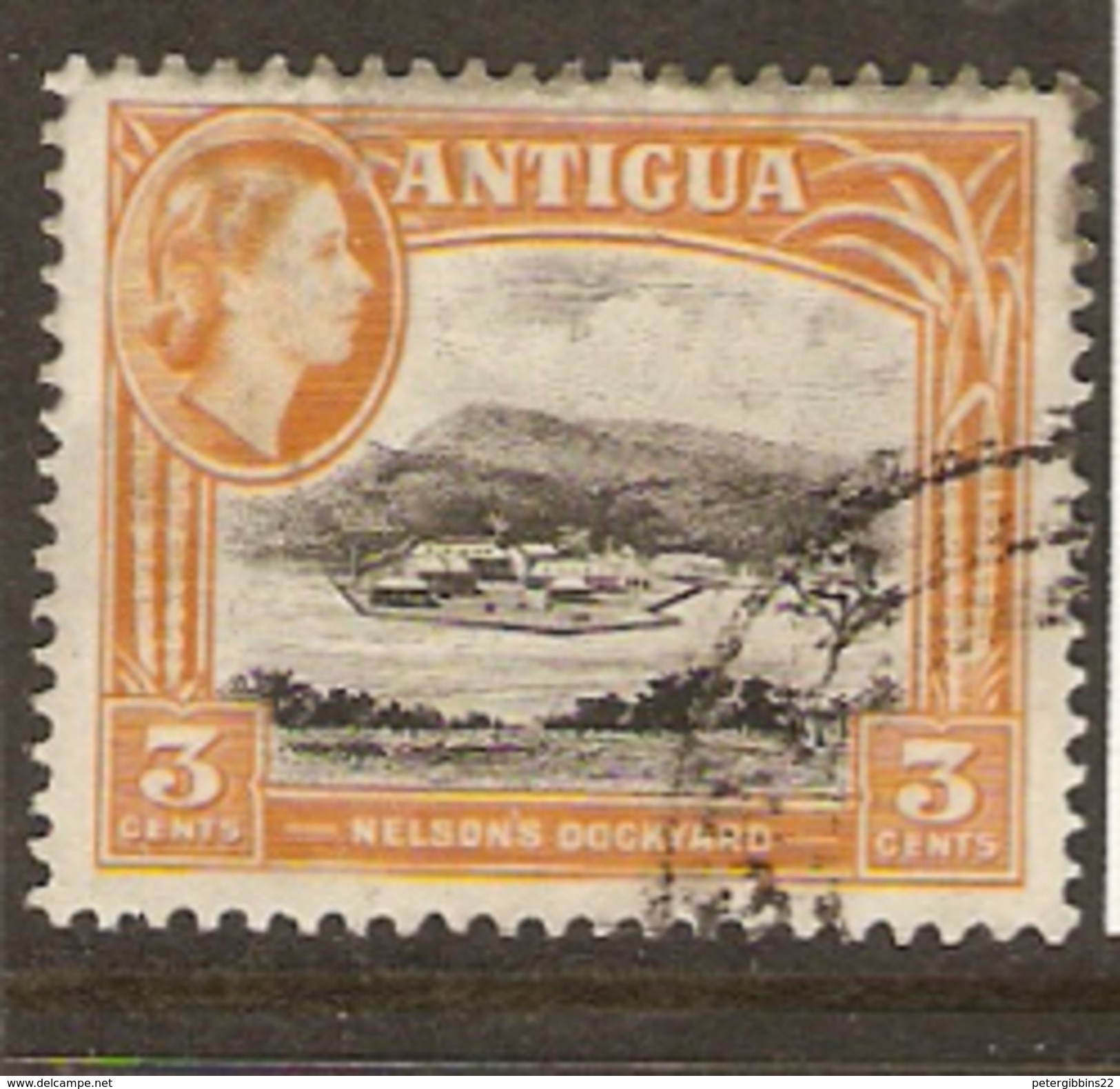 Antigua 1953 SG 123a Black And Yellow Orange Fine Used - 1858-1960 Crown Colony
