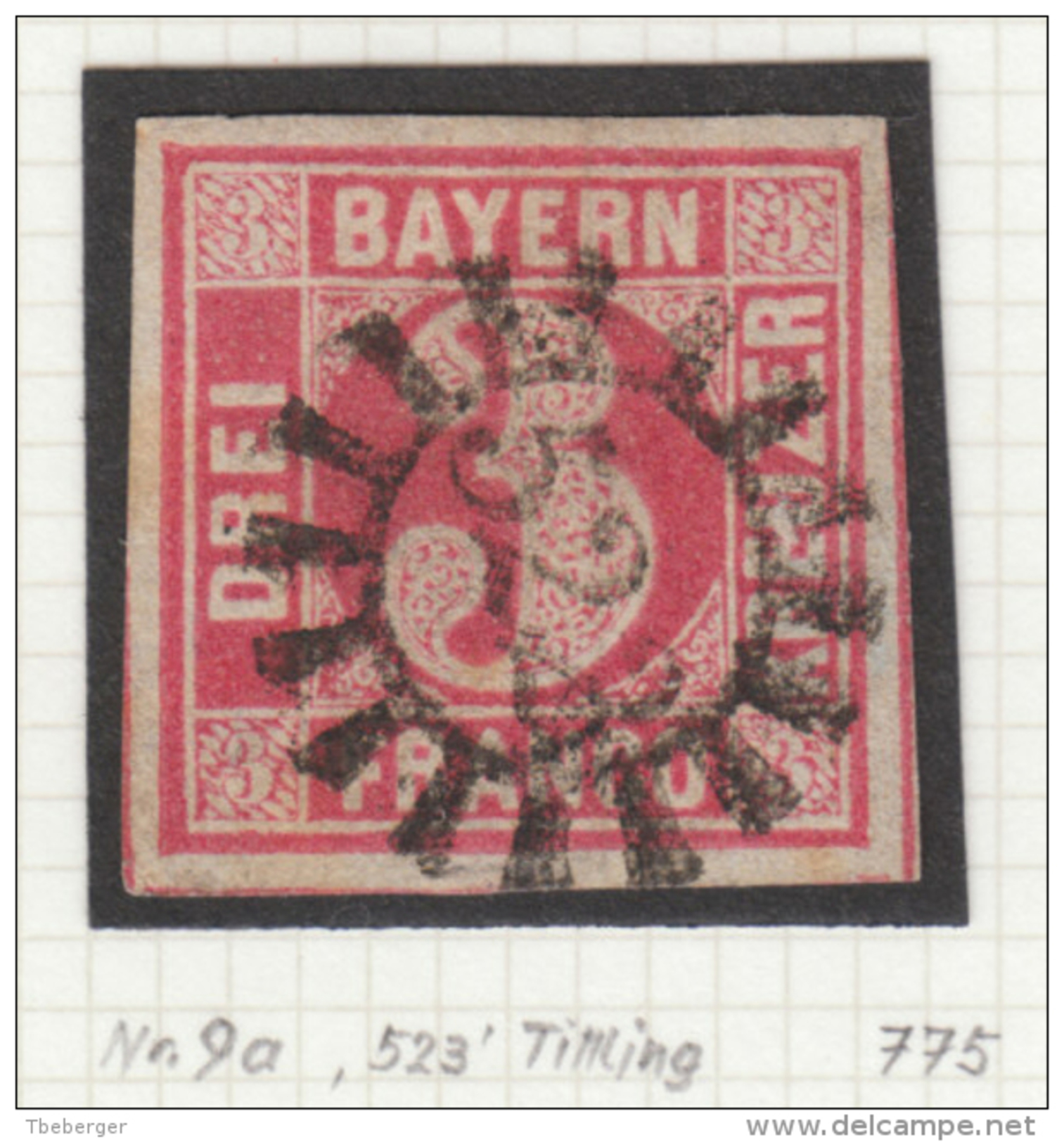 Bayern Bavaria 3 Kr. Rosarot Mi 9a Mühlrad '522' Tirschenreuth (m155) - Autres & Non Classés