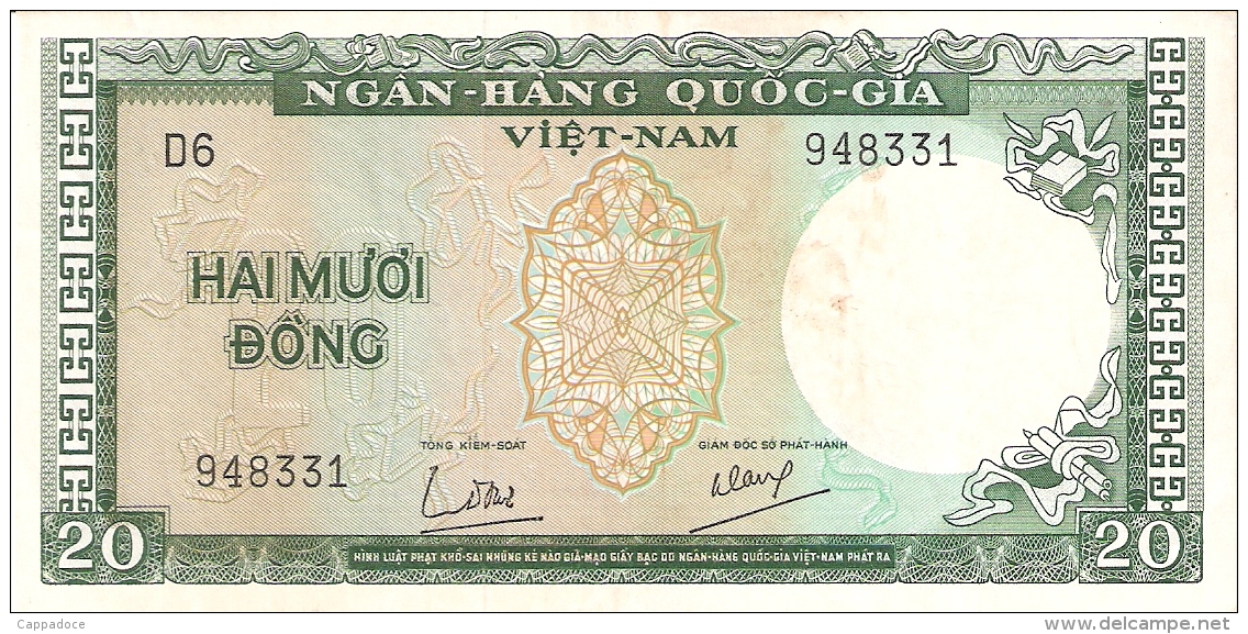 SOUTH VIET NAM   20 Dong   ND (1964)   P. 16a - Vietnam