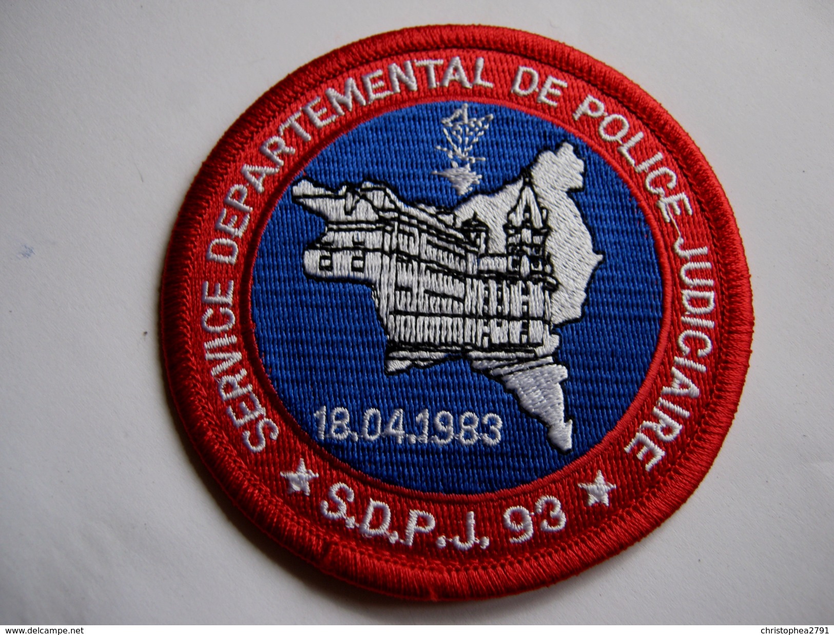 INSIGNE TISSUS PATCH POLICE NATIONALE LA SDPJ 93 DU 18/04/83 ETAT EXCELLENT - Policia