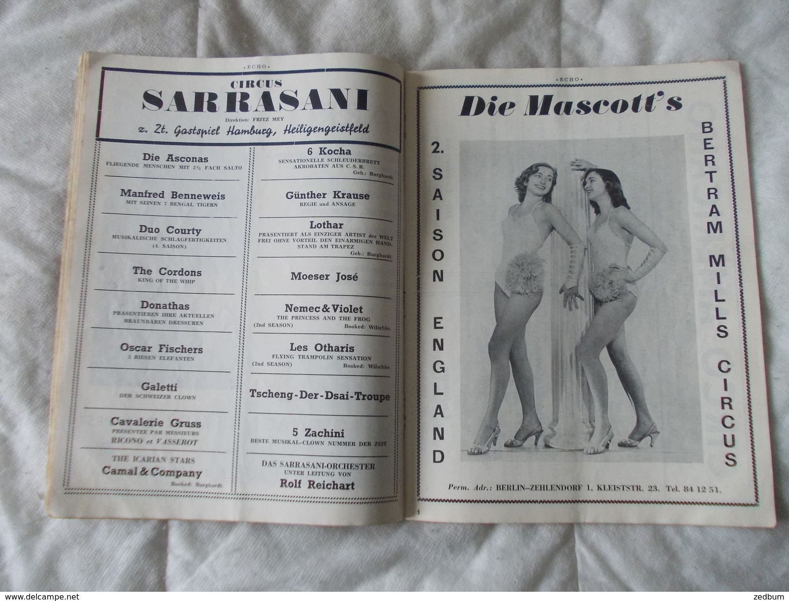 ECHO LTD Professional Circus And Variety Journal Independent International JANVIER 1960 - Reise & Fun