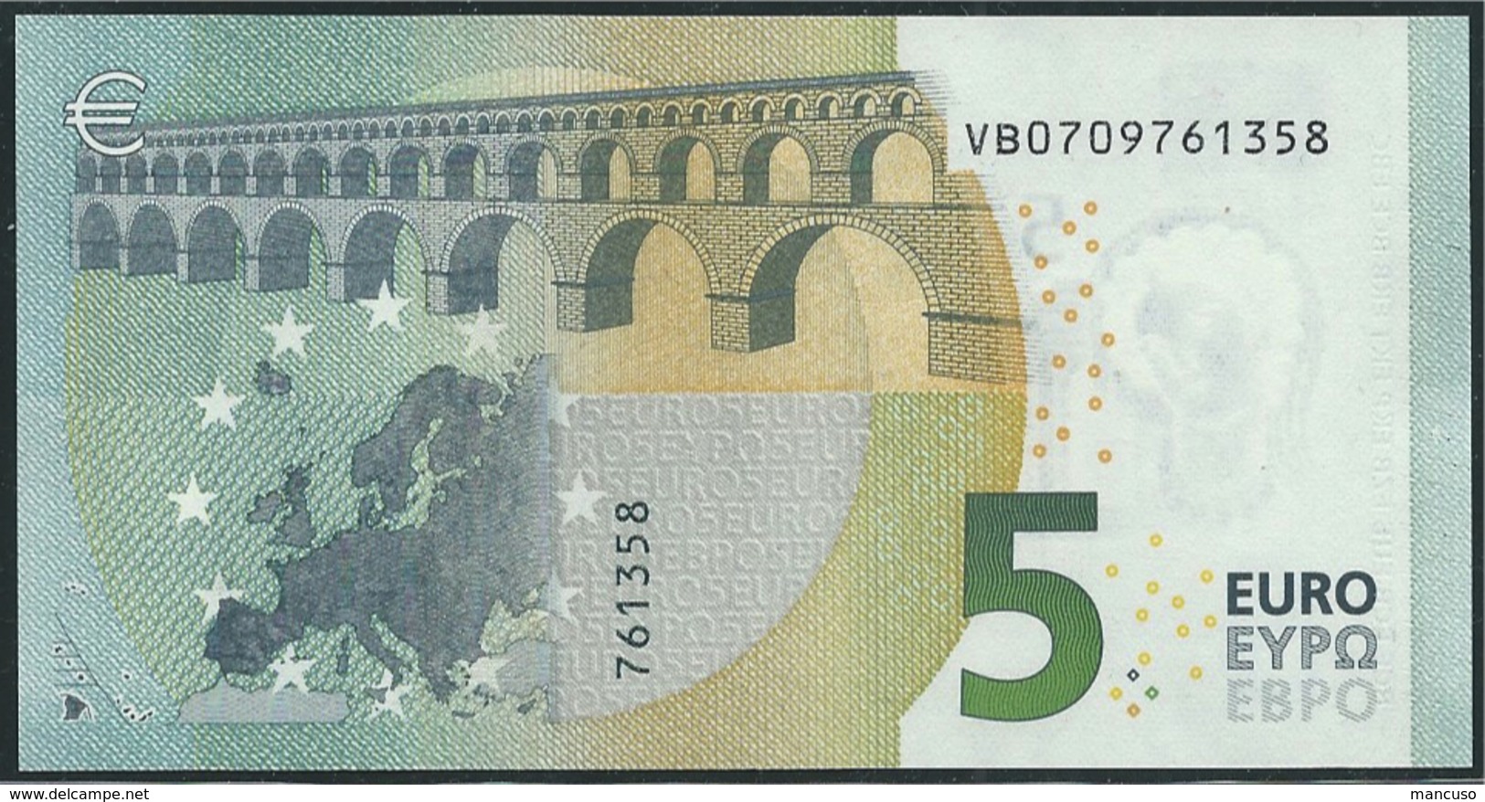 &euro; 5 SPAIN  VB V007 E1  DRAGHI  UNC - 5 Euro