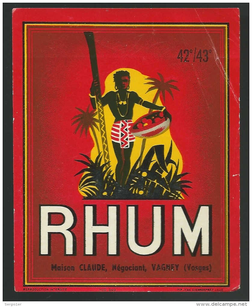 Etiquette Rhum   Maison Claude  Vagney Vosges 88  "femme Panier" - Rhum