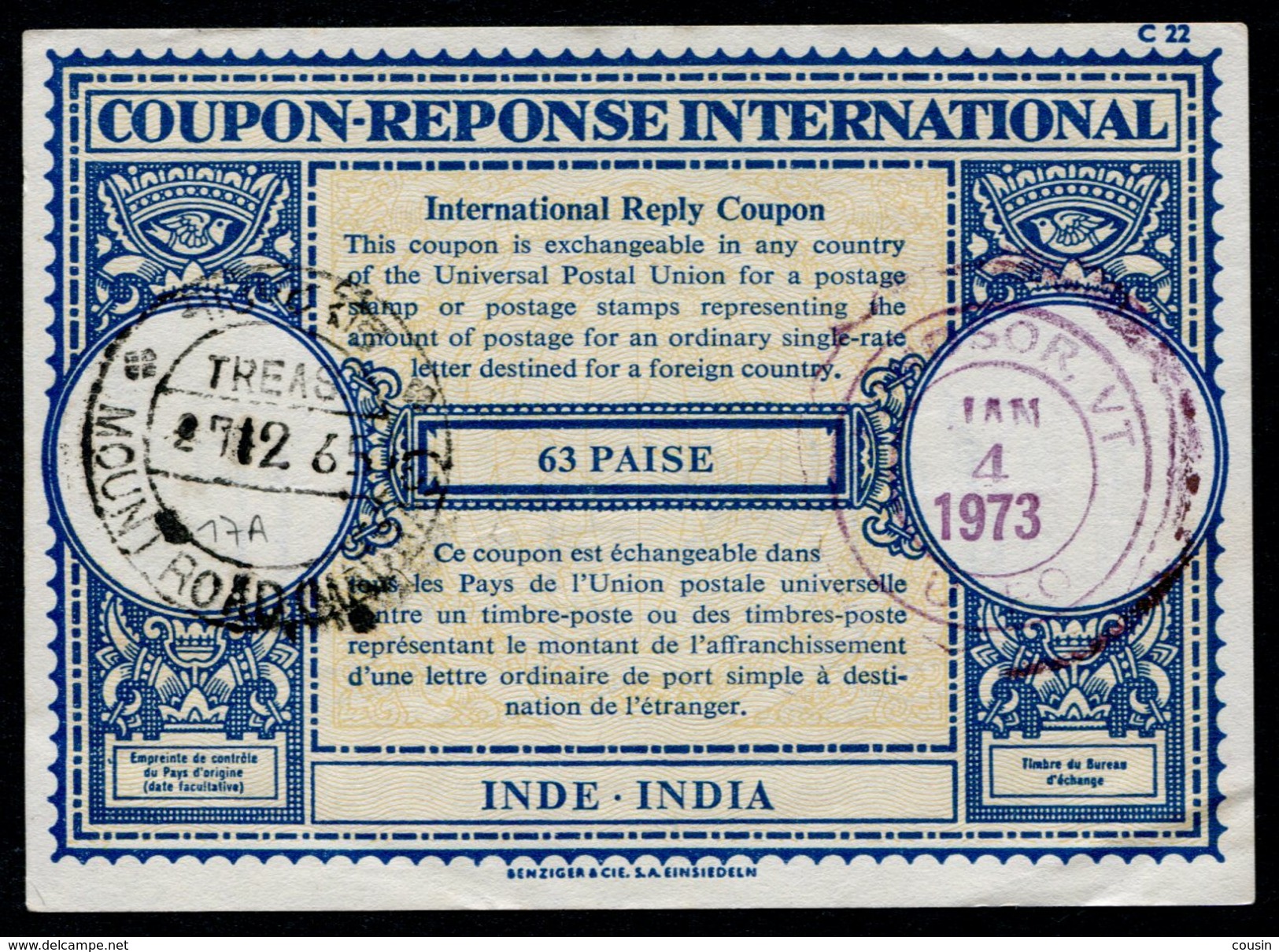 INDE  International Reply Coupon / Coupon Réponse International - Ohne Zuordnung