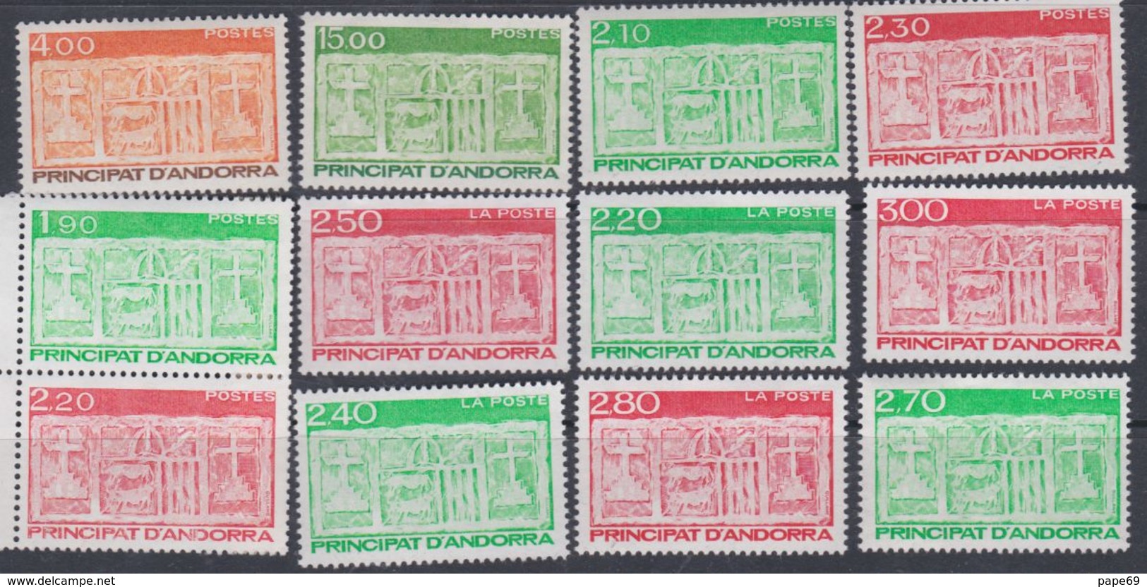 Andorre : Lot Des 24 Timbres Type Ecu Primitif Des Vallées, Neufs Sans Charnière à 50 % De La Faciale - Collections