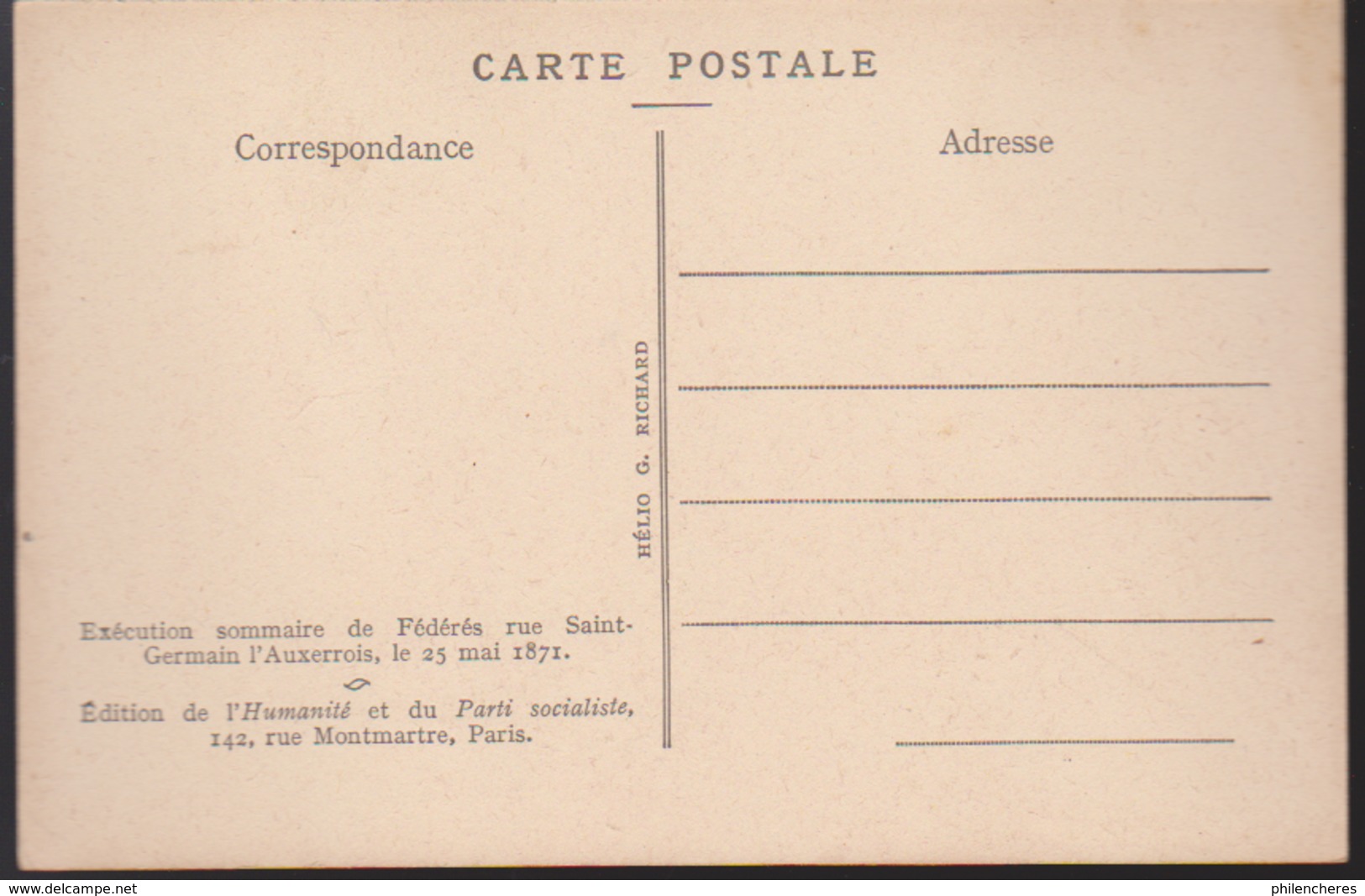 CPA - Documents Historiques "La Commune" - édition De L'Humanité Et Du Parti Socialiste - - Histoire