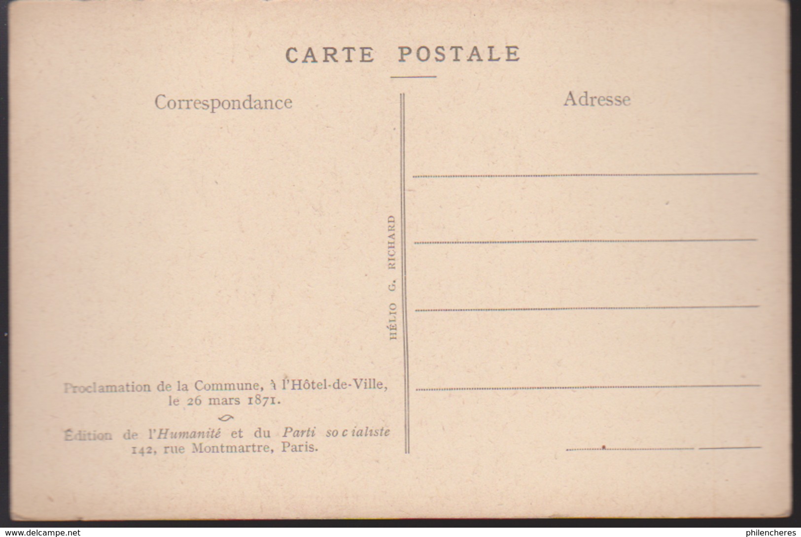 CPA - Documents Historiques "La Commune" - édition De L'Humanité Et Du Parti Socialiste - - Histoire