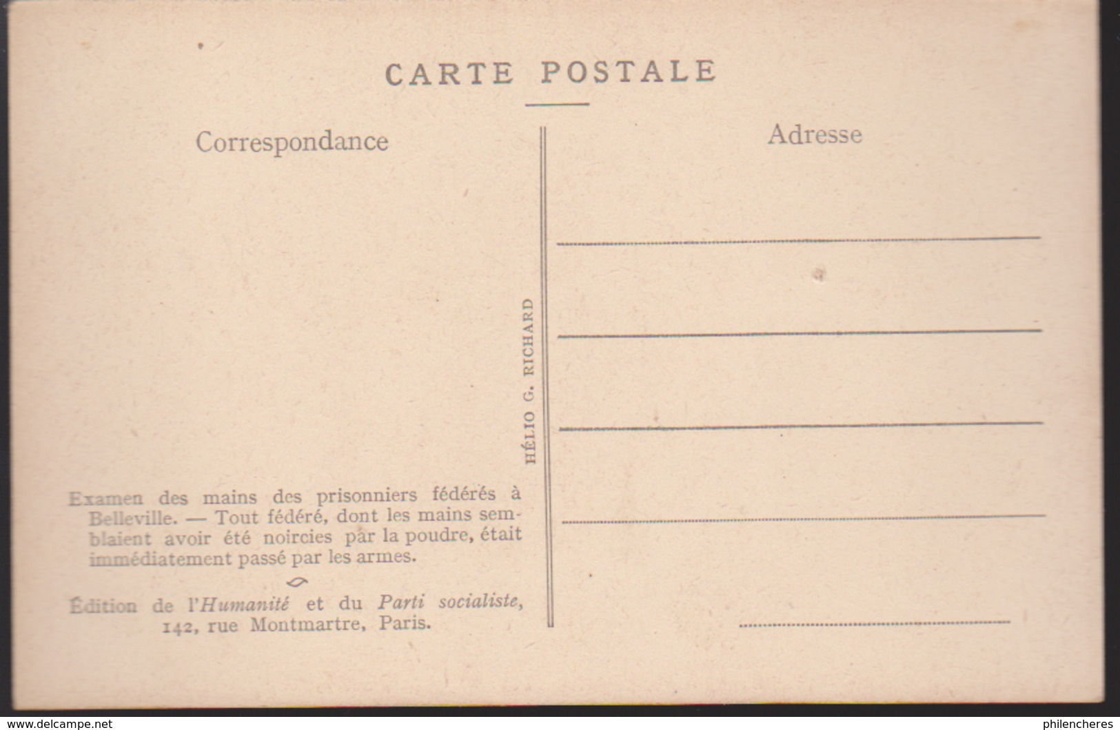 CPA - Documents Historiques "La Commune" - édition De L'Humanité Et Du Parti Socialiste - - Histoire