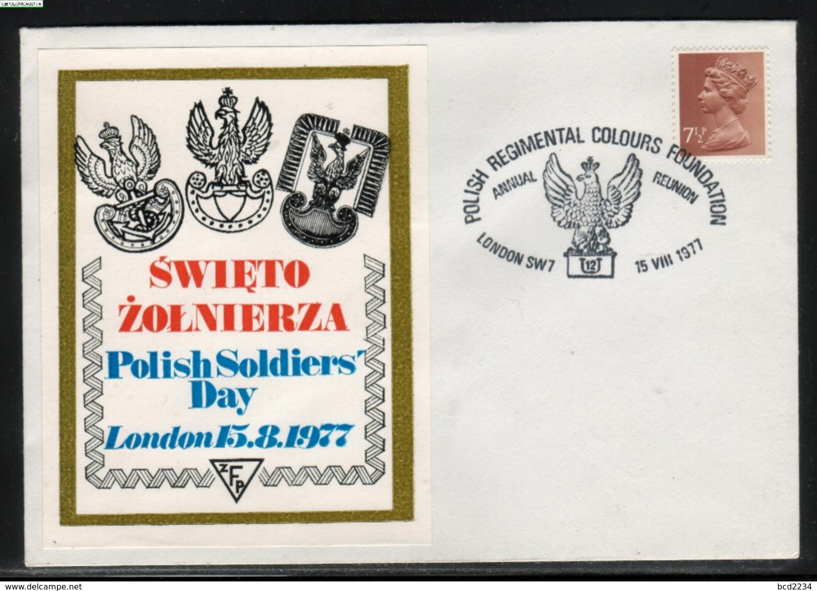 GB POLONICA 1977 POLISH SOLDIERS DAY REGIMENTAL COLOURS COVER Army World War 2 WW2 Poland Polska Polen Pologne - Autres & Non Classés