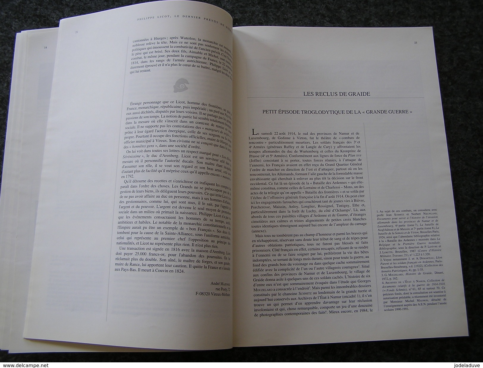 DE LA MEUSE A L ARDENNE N° 14 année 1991 Prévôt Hierges Givet Reclus Graide Lesse Lommal Ambly Namur Pierre Croix Occis