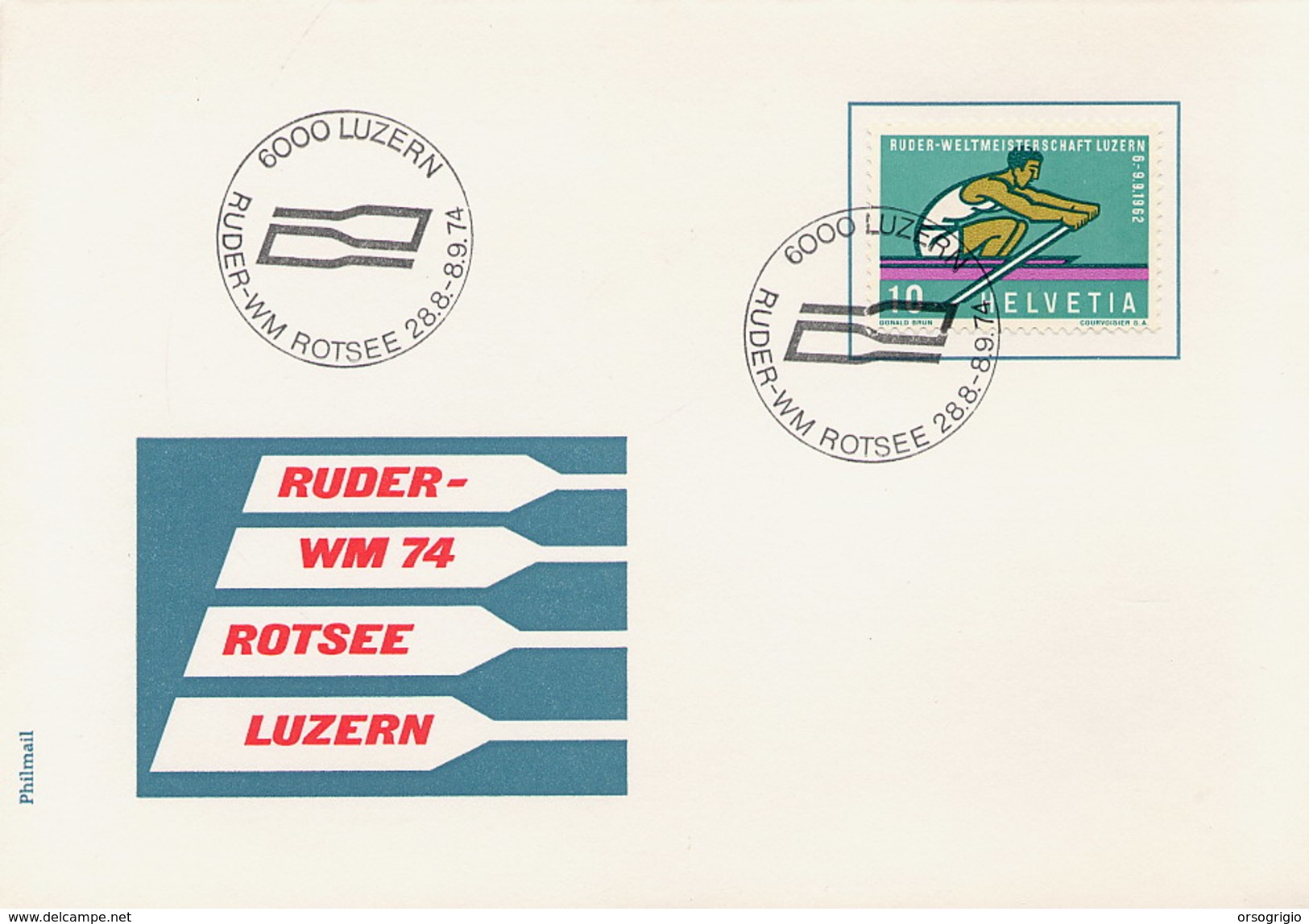 SVIZZERA - LUZERN - RUDER WM 1974 - ROTSEE - CANOTTAGGIO  REMI - CAMPIONATI MONDIALI - Canottaggio