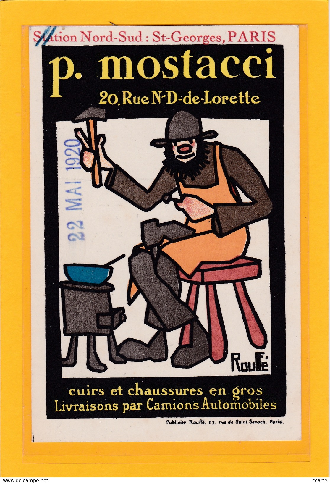 ILLUSTRATEUR - PUBLICITAIRE - P.Mostacci 20,rue N.D De Lorette PARIS Cuirs Et Chaussures - Illustrée Par Rouffé - Autres & Non Classés