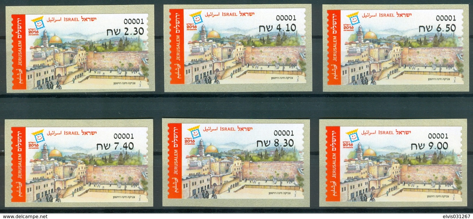 Israel MACHINE LABELS - ATM - 2016, Jeruzalem, Mint Condition - Franking Labels