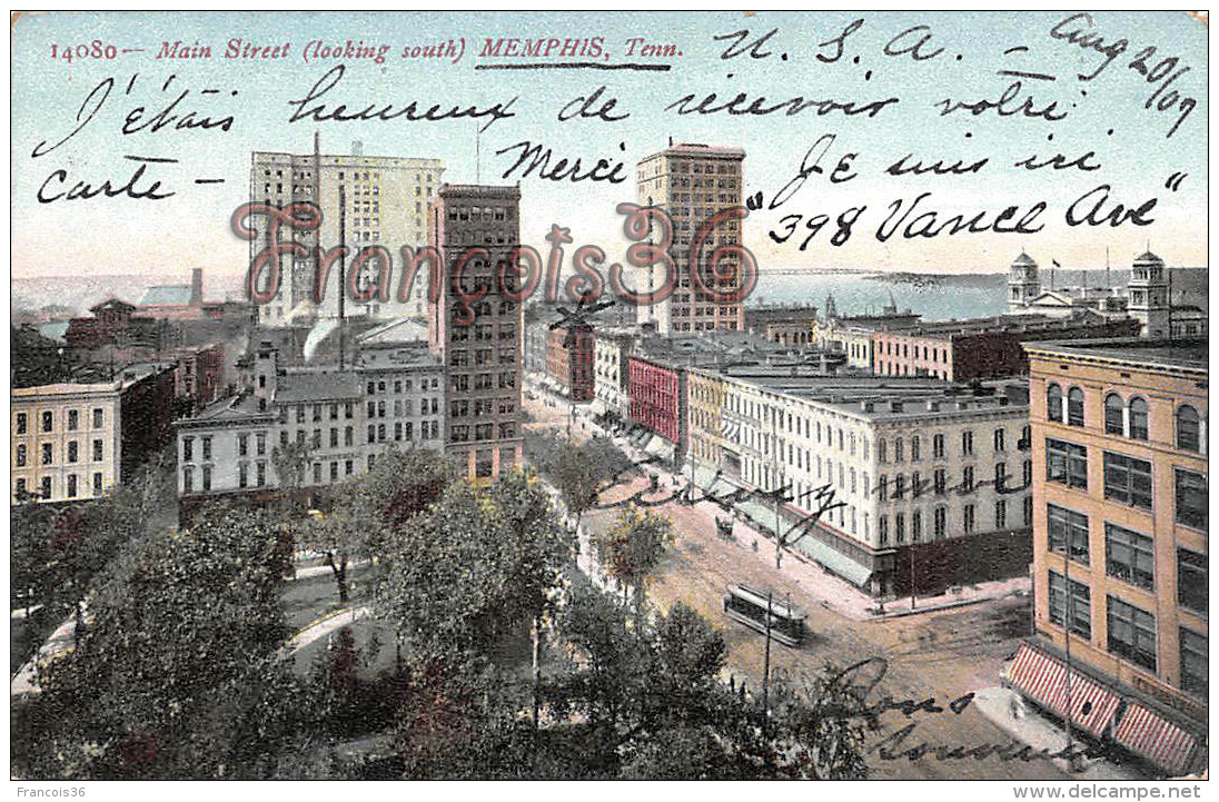 Main Street Looking South - Memphis1909 - Memphis