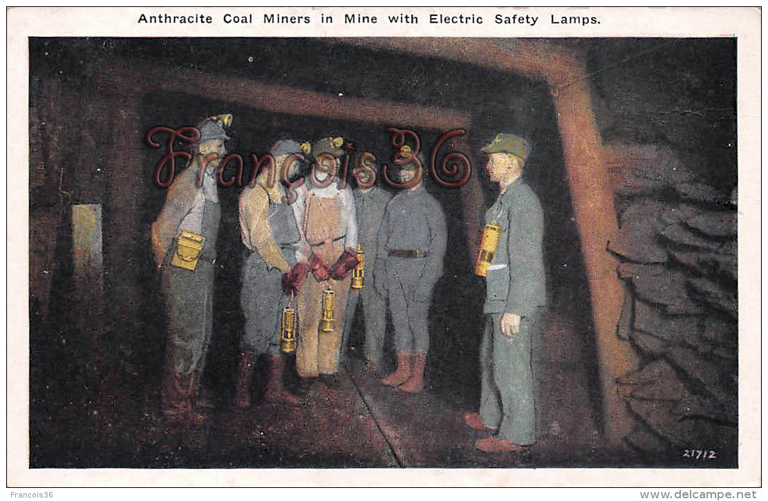 Anthracite Coal Miners In Mine With Electric Safety Lamps - Autres & Non Classés