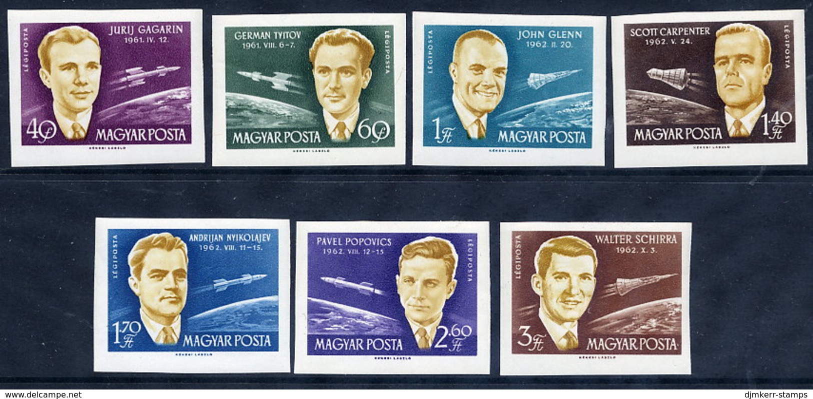 HUNGARY 1962 International Space Conference Imperforate  Set MNH / **.  Michel 1873-79B - Unused Stamps