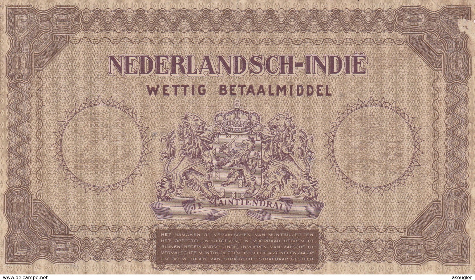 NETHERLANDS INDIES 2 1/2  GULDEN 1940 MUNTBILJETTEN ISSUE VG-F P-109a  (free Shipping Via Regular Air Mail (buyer Risk) - Sonstige – Asien