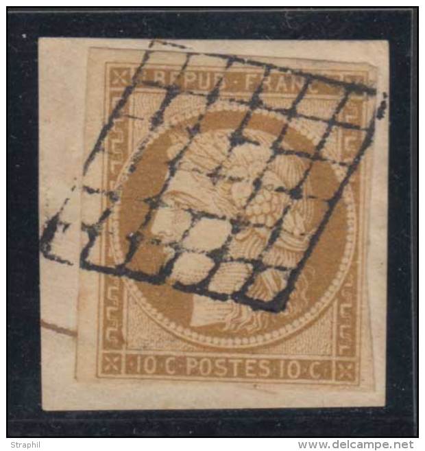 N&deg;1 - 10c Bistre - Obl. Grille - TB - 1849-1850 Ceres