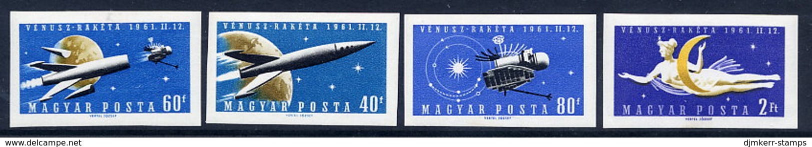 HUNGARY 1961 Venus Rocket Launch Imperforate Set MNH / **.  Michel 1758-61B, - Neufs