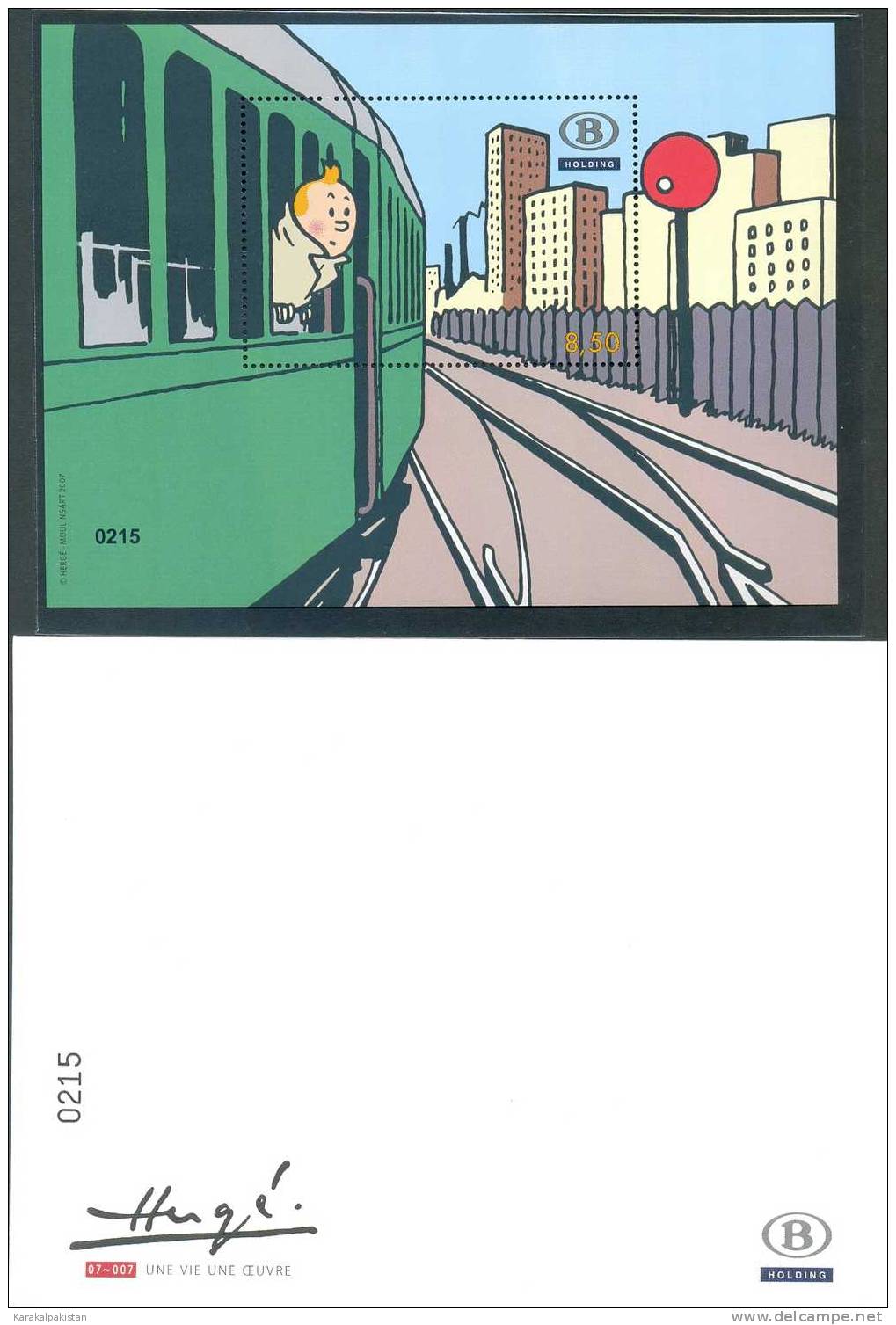 Belgique Belgium Trains Train 16 TRV-BL12 Tintin Kuifje Hergé Met Nummer Numéroté 2007 MNH XX - Autres & Non Classés