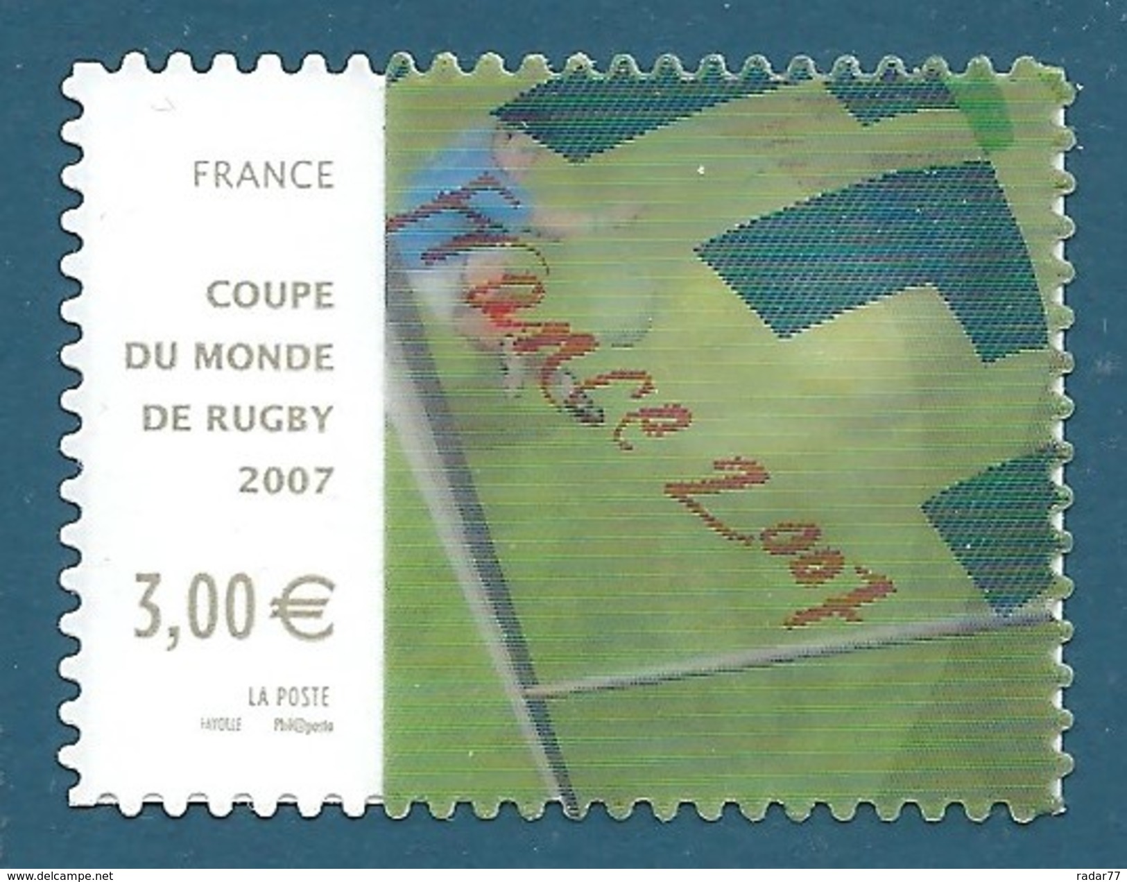 N°128 Coupe Du Monde De Rugby 2007 Autoadhésif Neuf** - Image Animée Du Ballon Par Procédé Lenticulaire - Neufs