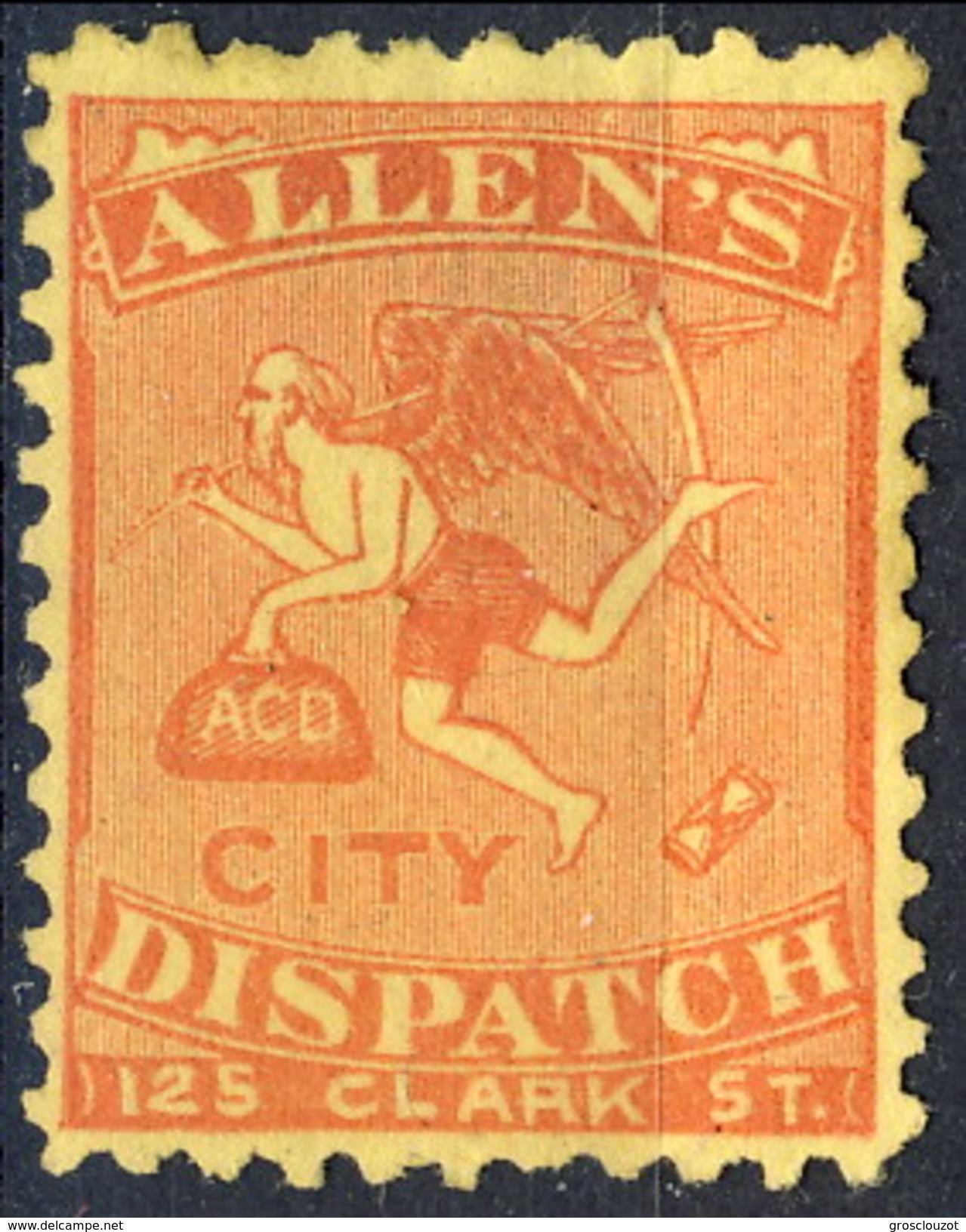 US Sc# 3L3 LOCAL Allen's City Dispatch 125-Clark Street, Red Yellow 1883 $400 - Sellos Locales