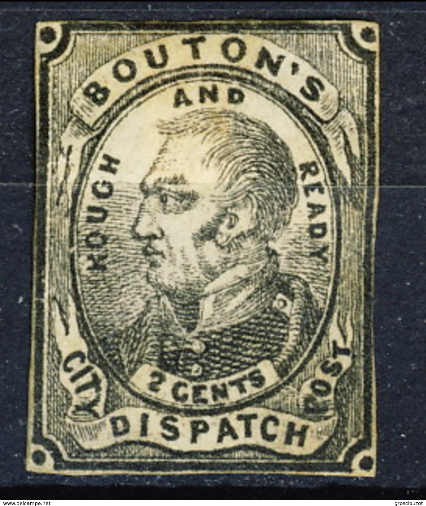 US Local 1848 Bouton's City Dispatch Post, Rough And Ready 2 Cents 1848  New York (II Tipo, Punti Negli Angoli) MLH - 1845-47 Postmaster Provisionals