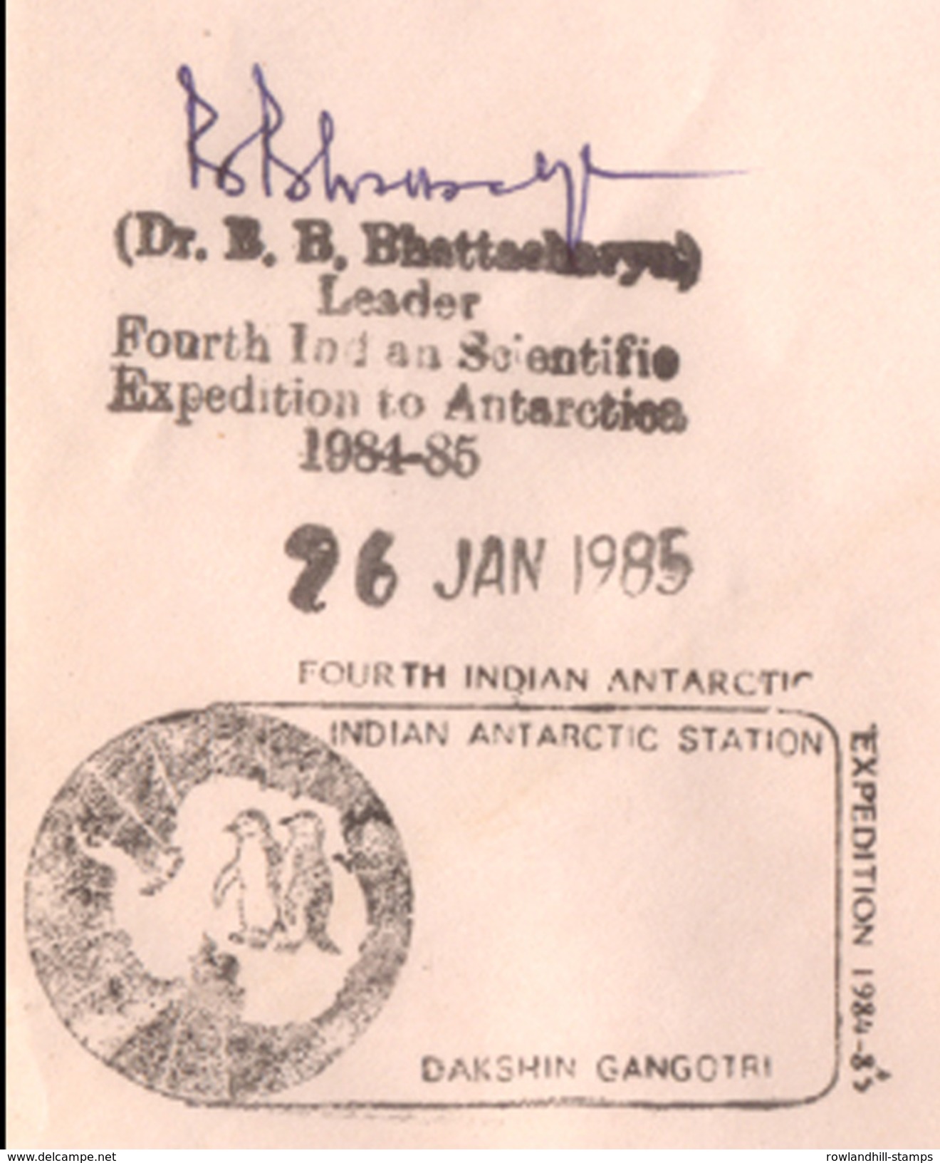 India, 1985, 4th INDIAN ANTARCTIC EXPEDITION Cover, Expeditions, Map Antarctica POLAR Penguin Bird,Birds,Pole, Very RARE - Antarctische Expedities