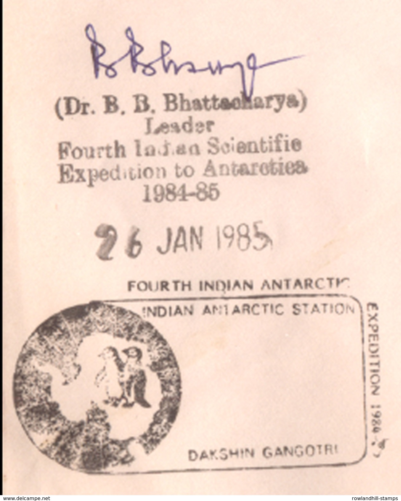 India, 1985, 4th INDIAN ANTARCTIC EXPEDITION Cover, Expeditions, Map Antarctica POLAR Penguin Bird,Birds,Pole, Very RARE - Antarctische Expedities