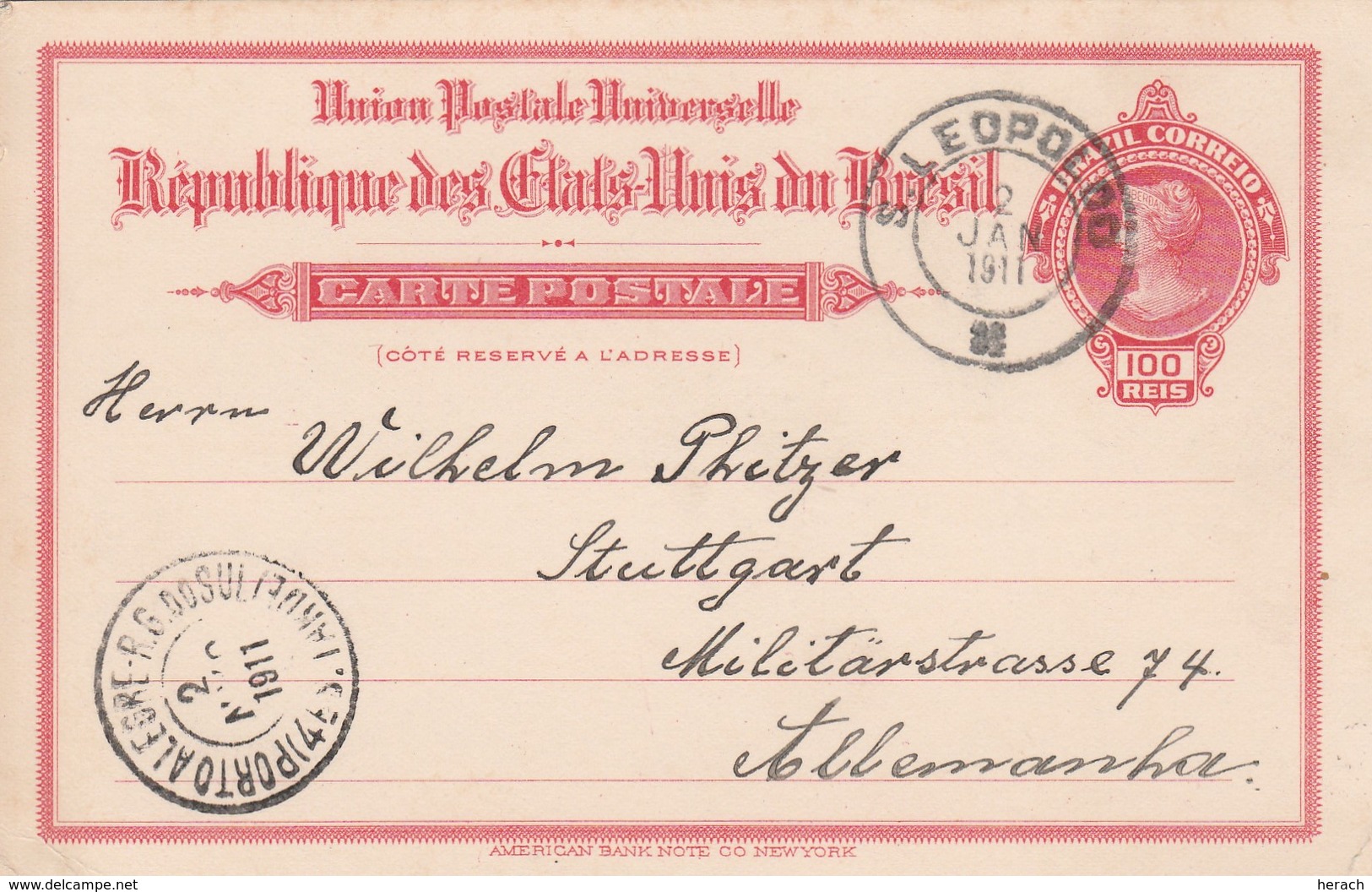 Brésil Entier Postal Pour L'Allemagne 1911 - Entiers Postaux