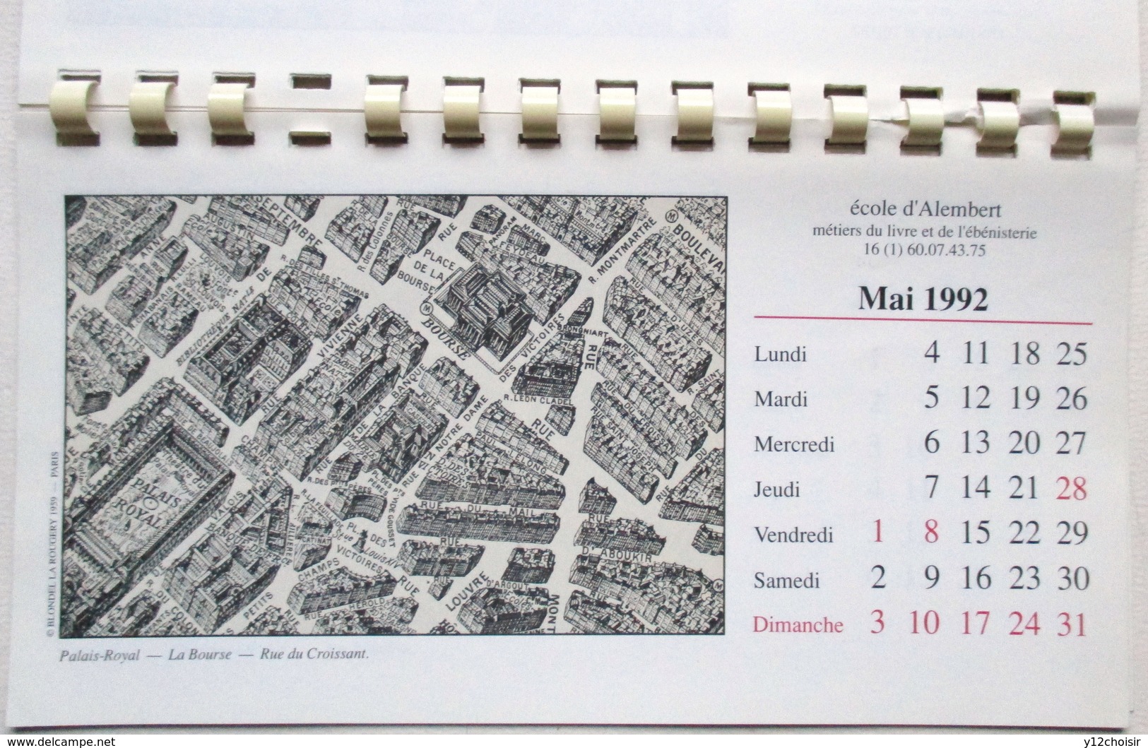 CALENDRIER COMPLET 1992 PLAN DE PARIS EN ELEVATION A VOL D OISEAU . PLAN DE TURGOT . ECOLE D ALEMBERT MONTEVRAIN